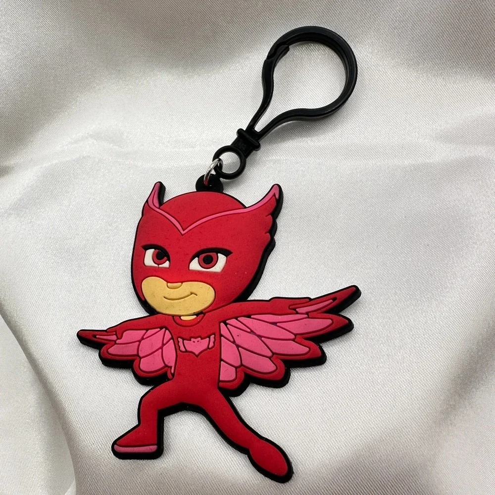 Vintage 80s Rubber Keychain Red Superhero Bag Charm Backpack Clip Licens Jewelry